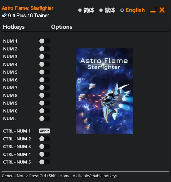 Astro Flame: Starfighter FLing Trainer