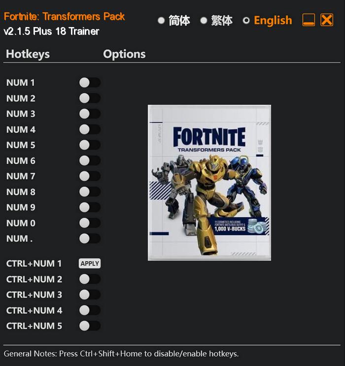 Fortnite: Transformers Pack FLing Trainer